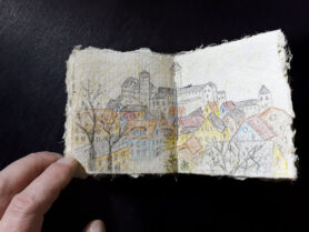 Карандашный рисунок на бумаге № 1 из хлопка и лыка