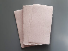 Цветная бумага ручного отлива, формат 1/3 А4, пенька с хлопком, тёплый розовый